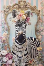 Glasschilderij 80x120cm Zebra in de spiegel