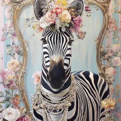 Glasschilderij 80x120cm Zebra in de spiegel