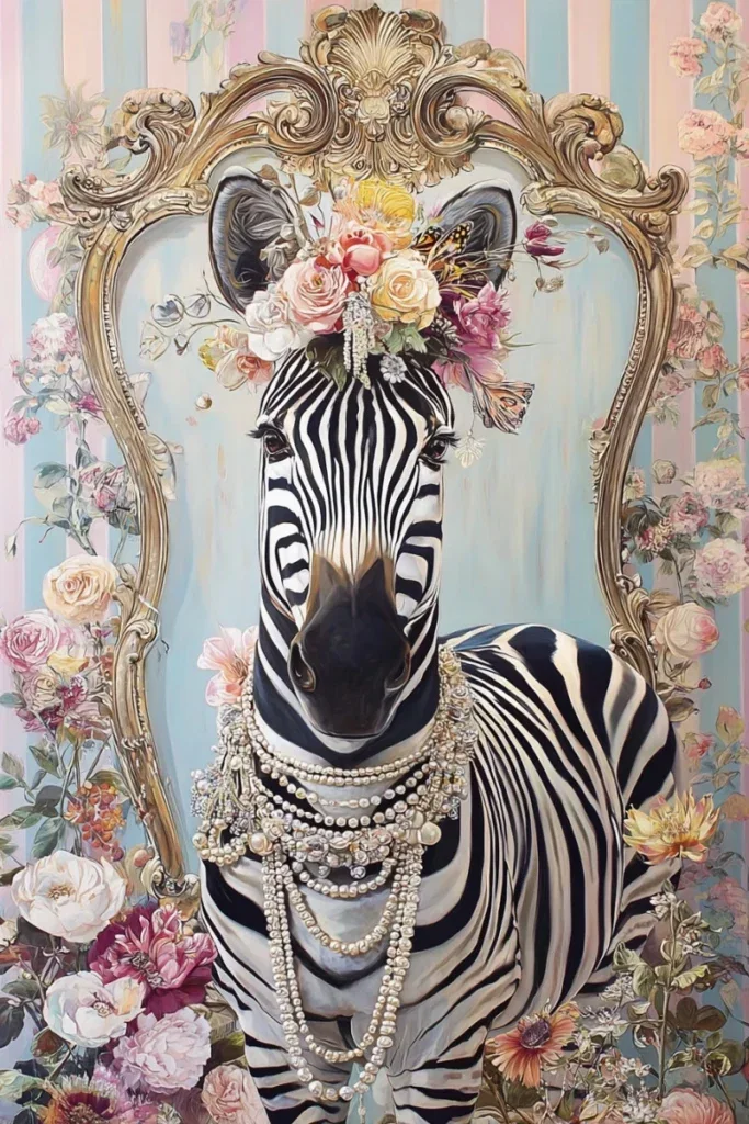 Glasschilderij 80x120cm Zebra in de spiegel