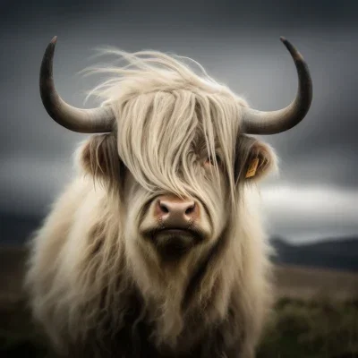 Glasschilderij 80x80cm Schotse hooglander