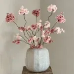 Light & living vaas met zijdenbloemen kersenbloesem oud roze / roze