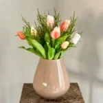 Real Touch Kunst Tulpen Boeket in taupe vaas
