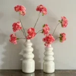 Vensterbank decoratie set beige vazen + bloesems