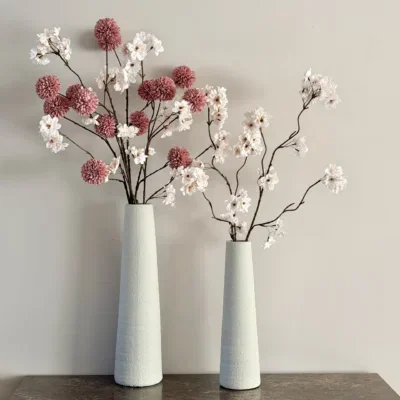 Vensterbank decoratie set japandi beige + bloemen beige roze
