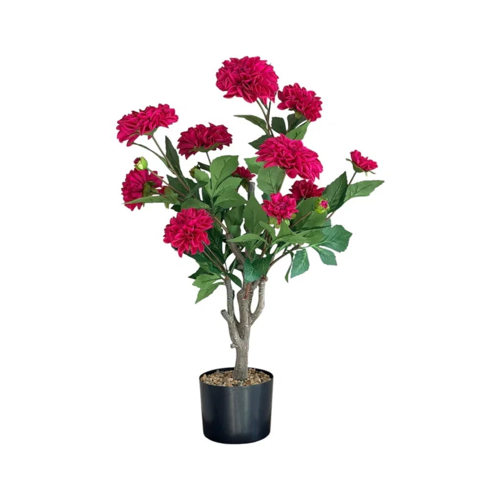 Zijden kunst plant Dahlia peachy fuchsia - 78 cm