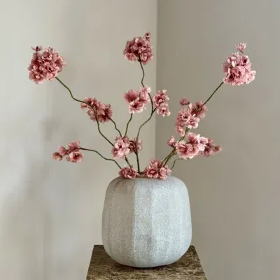 Light & living vaas met zijden bloem kersenbloesem