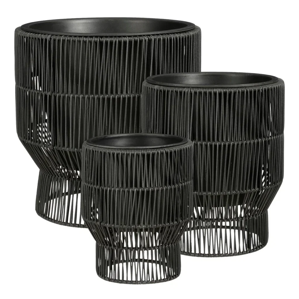 Bloempot buiten Peta zwart – set van 3 | Mica Decorations