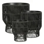 Bloempot buiten Peta zwart – set van 3 | Mica Decorations