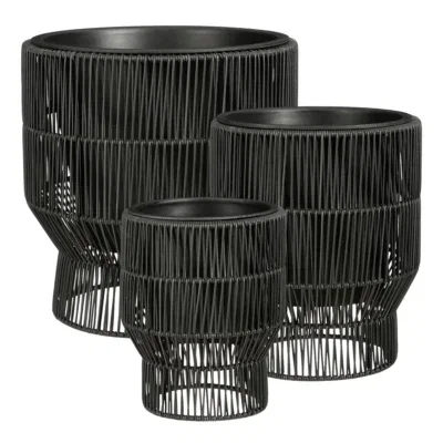 Bloempot buiten Peta zwart – set van 3 | Mica Decorations