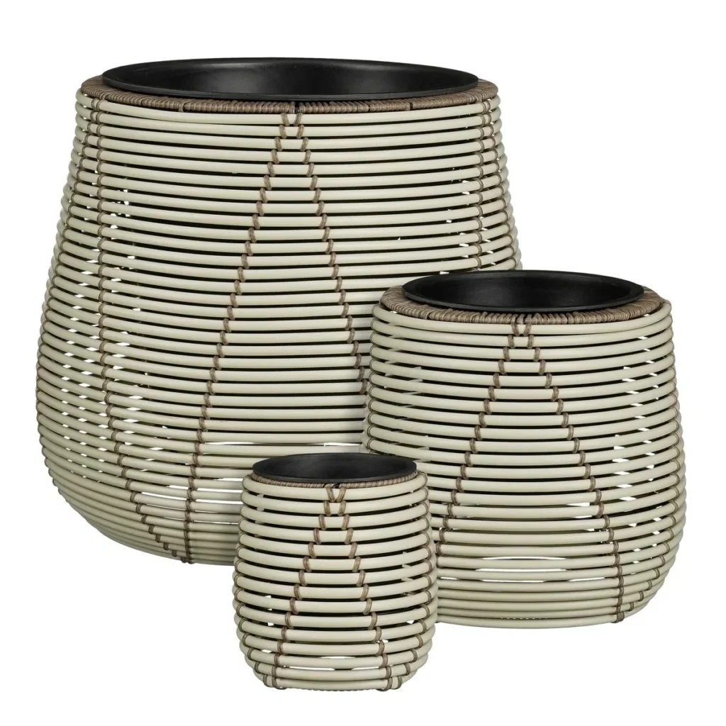Bloempot buiten Cancun wit – set van 3 | Mica Decorations