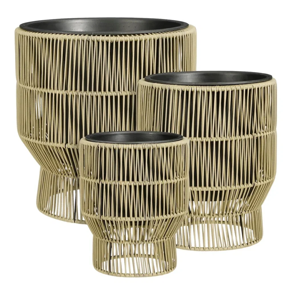 Bloempot buiten Peta groen – set van 3 op standaard | Mica Decorations
