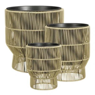 Bloempot buiten Peta groen – set van 3 op standaard | Mica Decorations