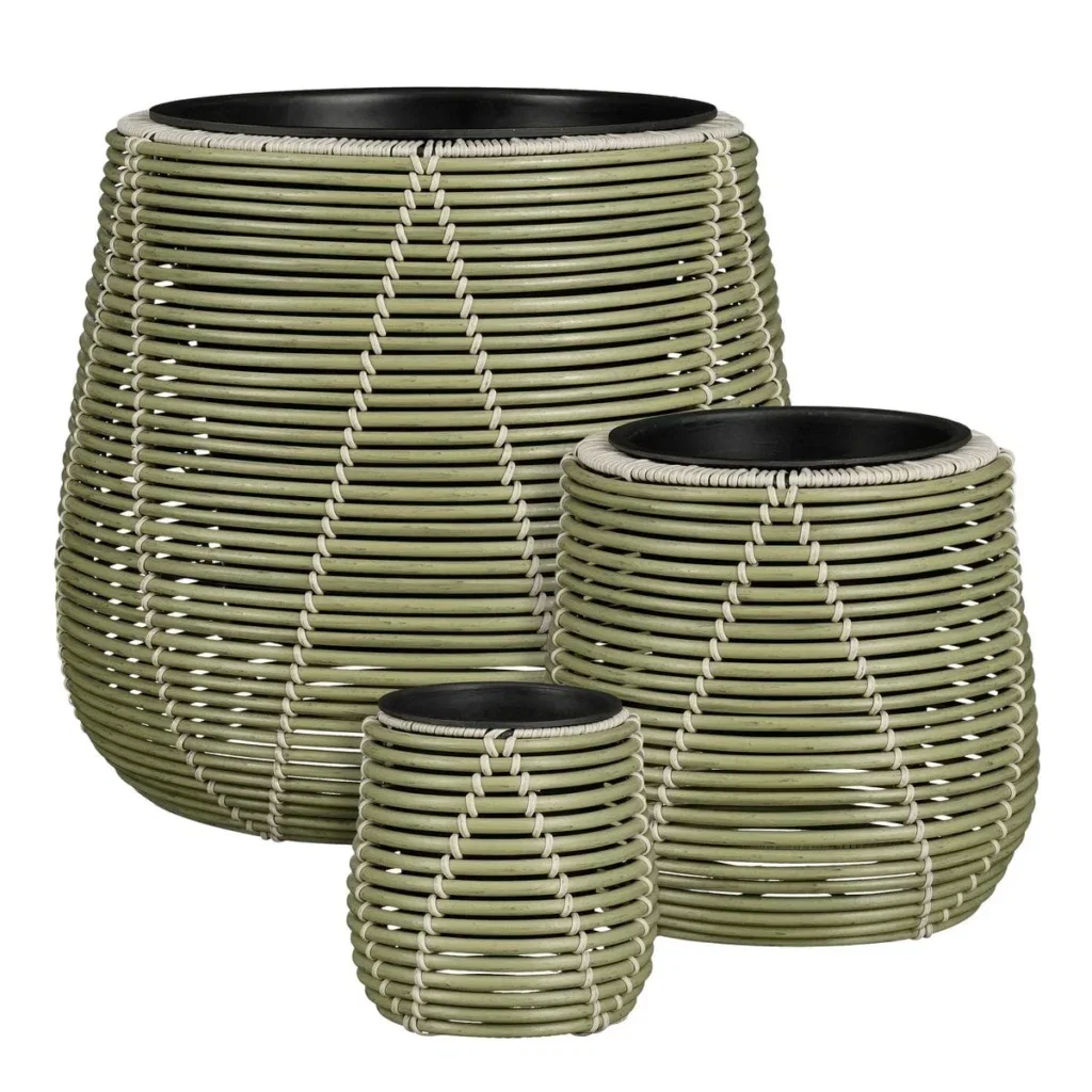 Bloempot buiten Cancun lichtgroen – set van 3 | Mica Decorations