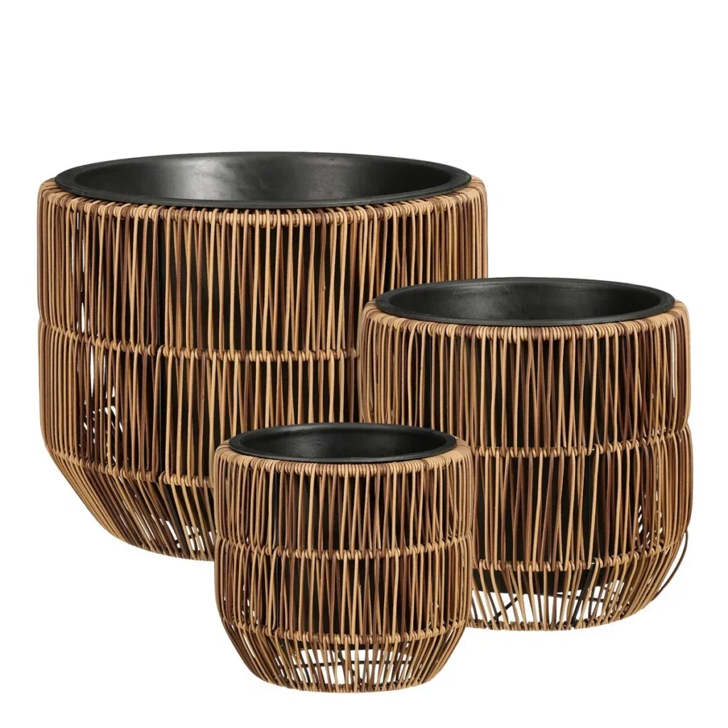 Bloempot buiten Peta donkerbruin – set van 3 | Mica Decorations