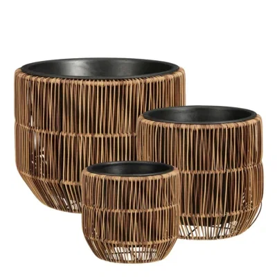 Bloempot buiten Peta donkerbruin – set van 3 | Mica Decorations