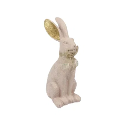 Haas Paasdecoratie Beige / Licht Roze – 28 cm