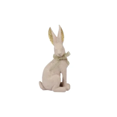 Haas paasdecoratie S Beige/Licht Roze - 18,5 cm