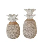 Houten ananas met kauri schelpen Bali - 2 maten