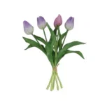 Kunst Tulp boeket Real Touch paars - 28 CM