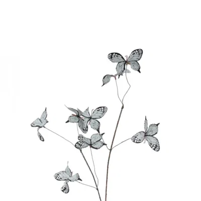 Kunst vlinder tak grijs - 77 cm