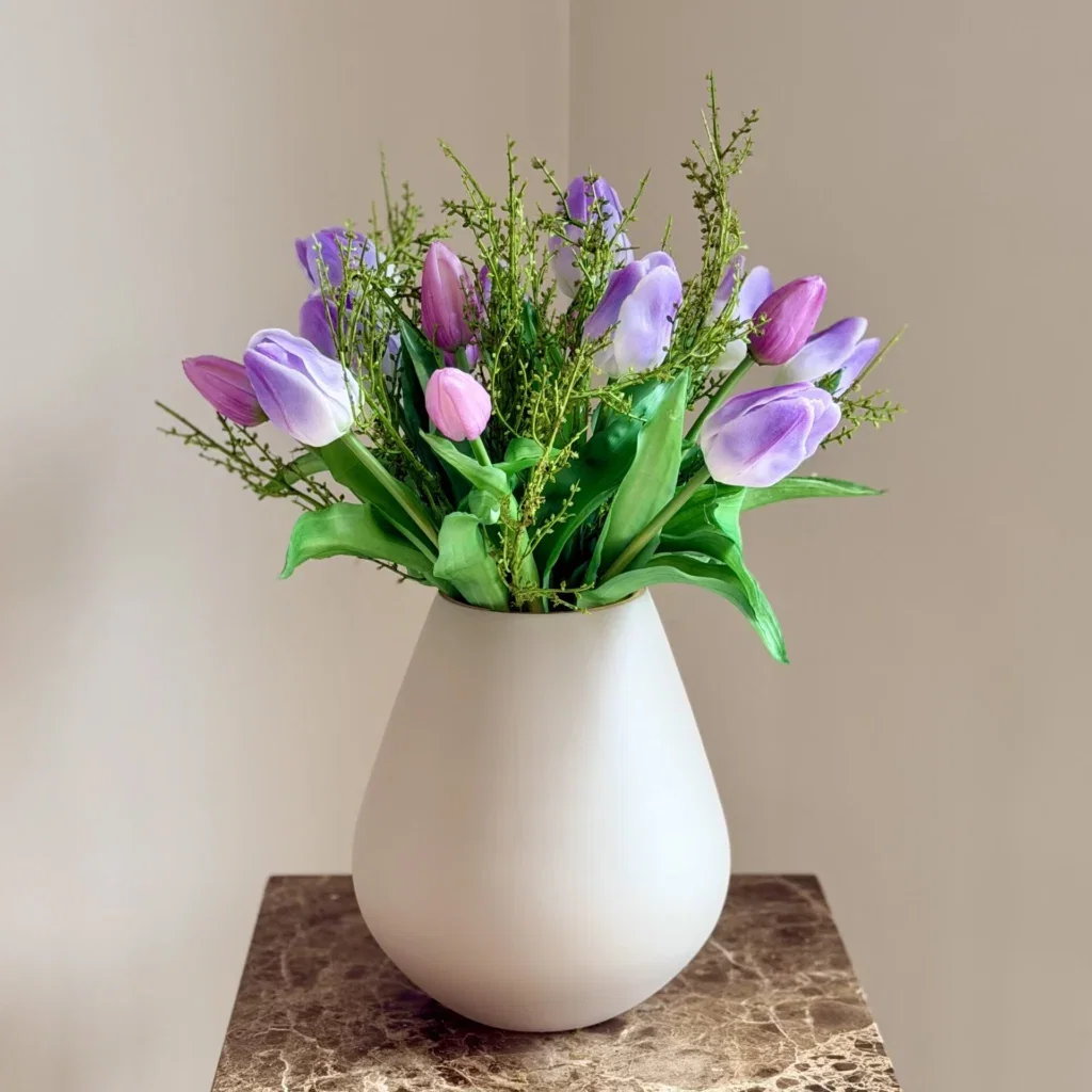 Real Touch Kunst Tulpen Boeket Paars - 15 Tulpen