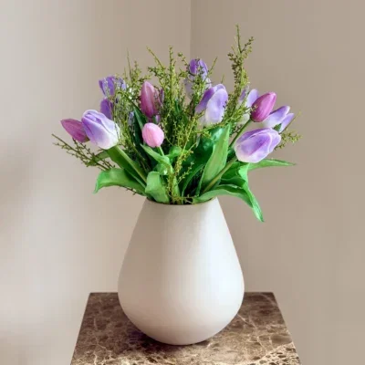 Real Touch Kunst Tulpen Boeket Paars - 15 Tulpen