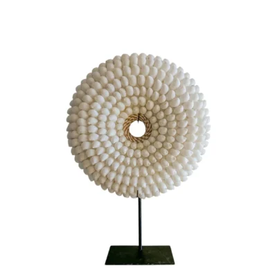Schelpen Decoratie op Standaard Ø25xH36 cm – Wit