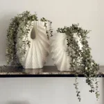 Vensterbank decoratie of side table set beige erwtenplant