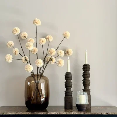 Vensterbank decoratie of side table set walnoot