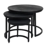 Salontafel Set van 3 – Industriële Salontafelset Erjan – Zwart blad