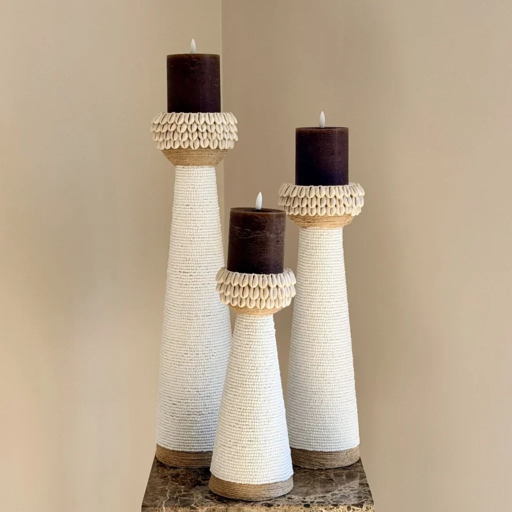 Bali Kandelaar set van 3 met led kaarsen