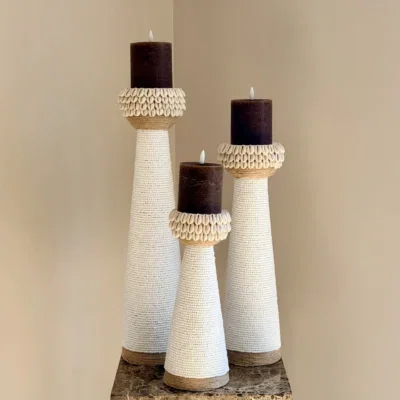 Bali Kandelaar set van 3 met led kaarsen