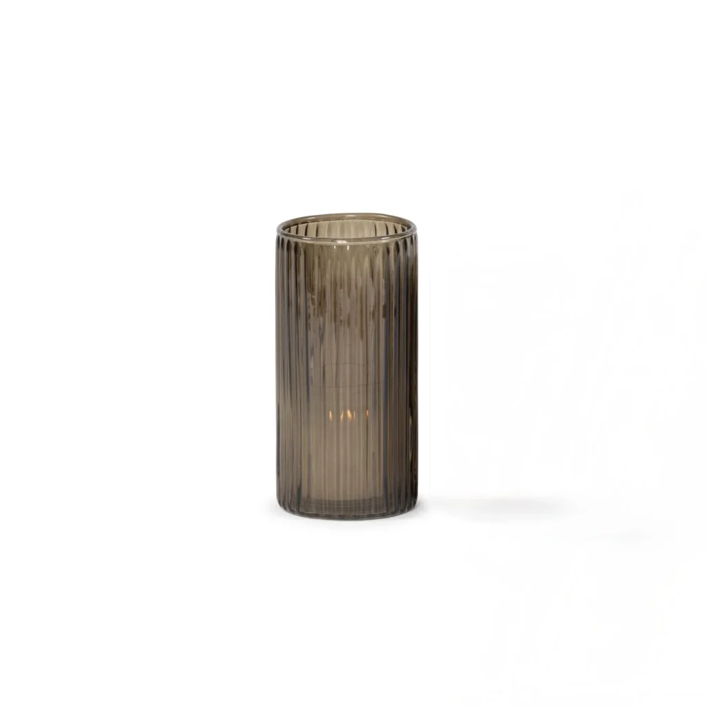 Waxinelicht houder - Ribbel bruin smoke