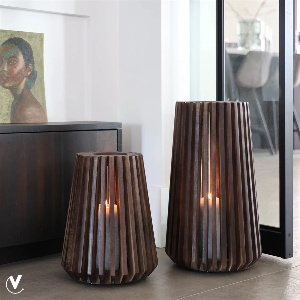 Windlicht Walnoot Lander | Vase The World | 2 maten Windlicht Walnoot Lander | Vase The World | 2 maten