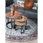 Salontafel Set van 3 – Industriële Salontafelset Erjan – Mangohout - Afbeelding 4