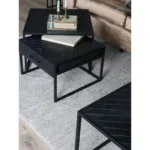 Salontafel Ruby Visgraat - Zwart Mangohout - Set van 2 - Afbeelding 6