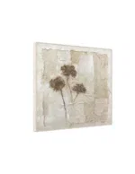 Beige schilderij incl. lijst 100x100cm Handgeschilderd '3 bloemen' - Afbeelding 3