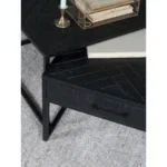 Salontafel Ruby Visgraat - Zwart Mangohout - Set van 2 - Afbeelding 4
