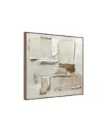 Beige schilderij incl. lijst 100x100cm Handgeschilderd 'Witte vlakken'