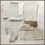 Beige schilderij incl. lijst 100x100cm Handgeschilderd 'Witte vlakken'