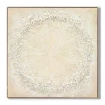 Beige schilderij incl. lijst 102x102cm 100% Handgeschilderd 'cirkel'
