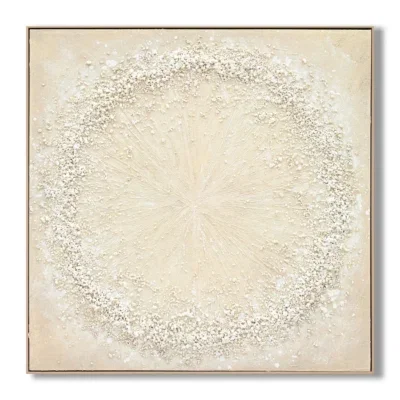 Beige schilderij incl. lijst 102x102cm 100% Handgeschilderd 'cirkel'
