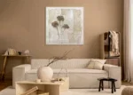 Beige tinten grote wanddecoratie voor boven de bank