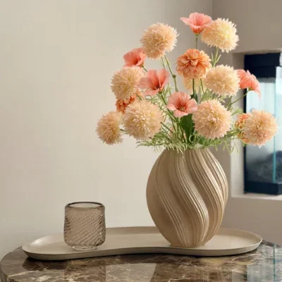 Salon tafel decoratie set peach beige
