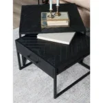 Salontafel Ruby Visgraat - Zwart Mangohout - Set van 2 - Afbeelding 5