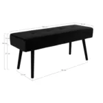 Skiby Bench - Bench, velvet, black, black legs 100x35x44 cm HN1207 - Afbeelding 4