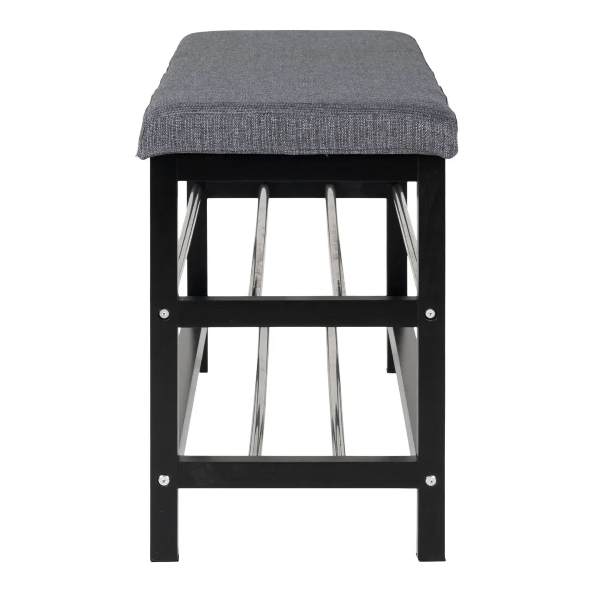 Padova Bench - Bench with cushion and 2 shelves, grey, black legs 100x34x50 cm - Afbeelding 3