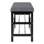 Padova Bench - Bench with cushion and 2 shelves, grey, black legs 100x34x50 cm - Afbeelding 3