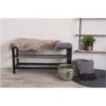 Padova Bench - Bench with cushion and 2 shelves, grey, black legs 100x34x50 cm - Afbeelding 5
