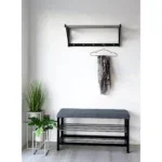 Padova Bench - Bench with cushion and 2 shelves, grey, black legs 100x34x50 cm - Afbeelding 6